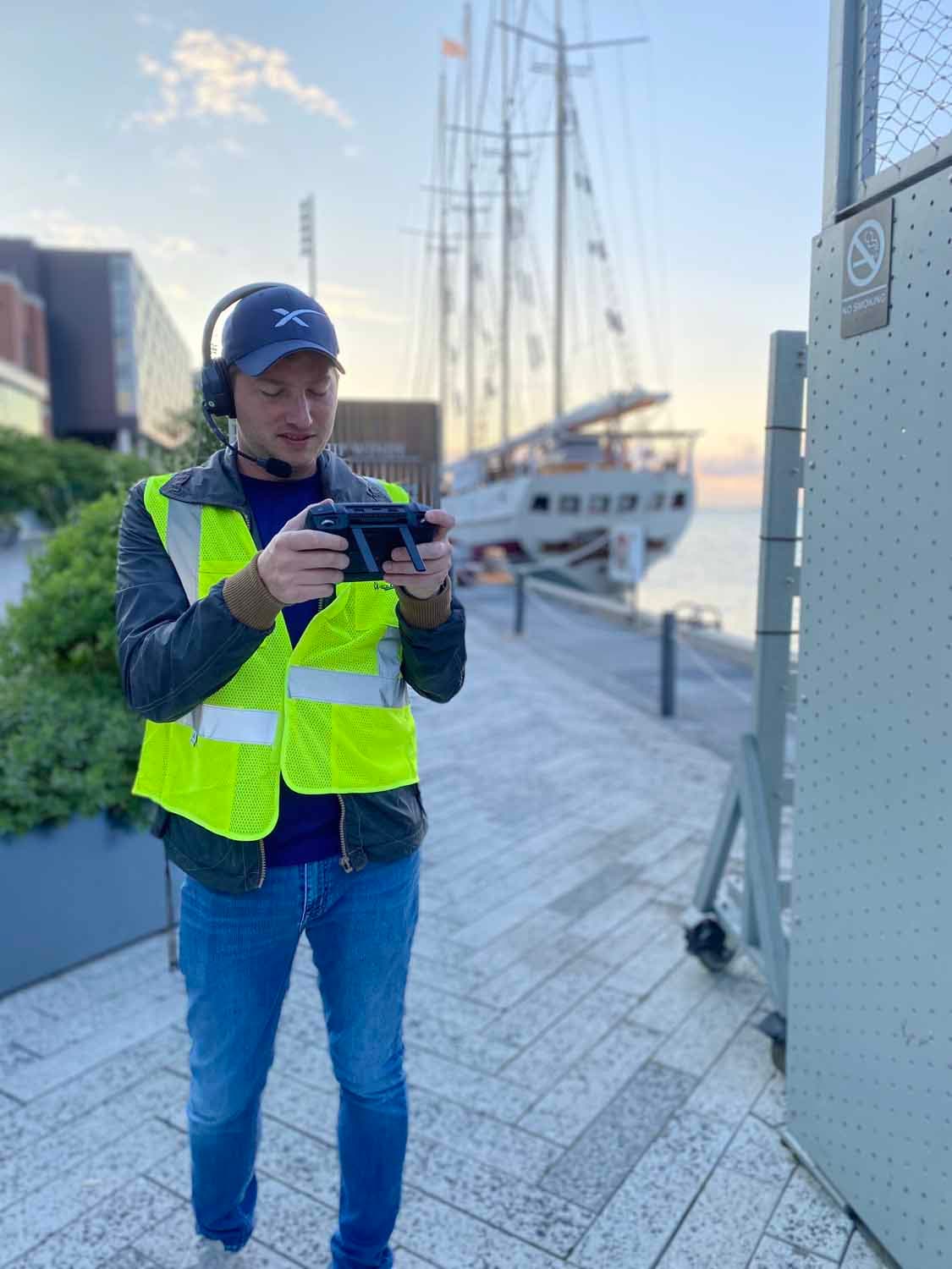 Drone operator capture video footage