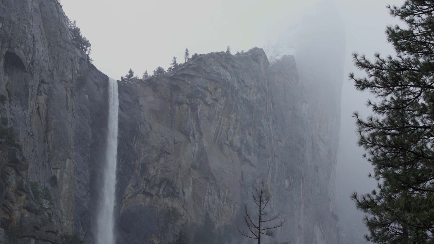 A video still from a recent video project - this image shows a waterfall at yosemite national park